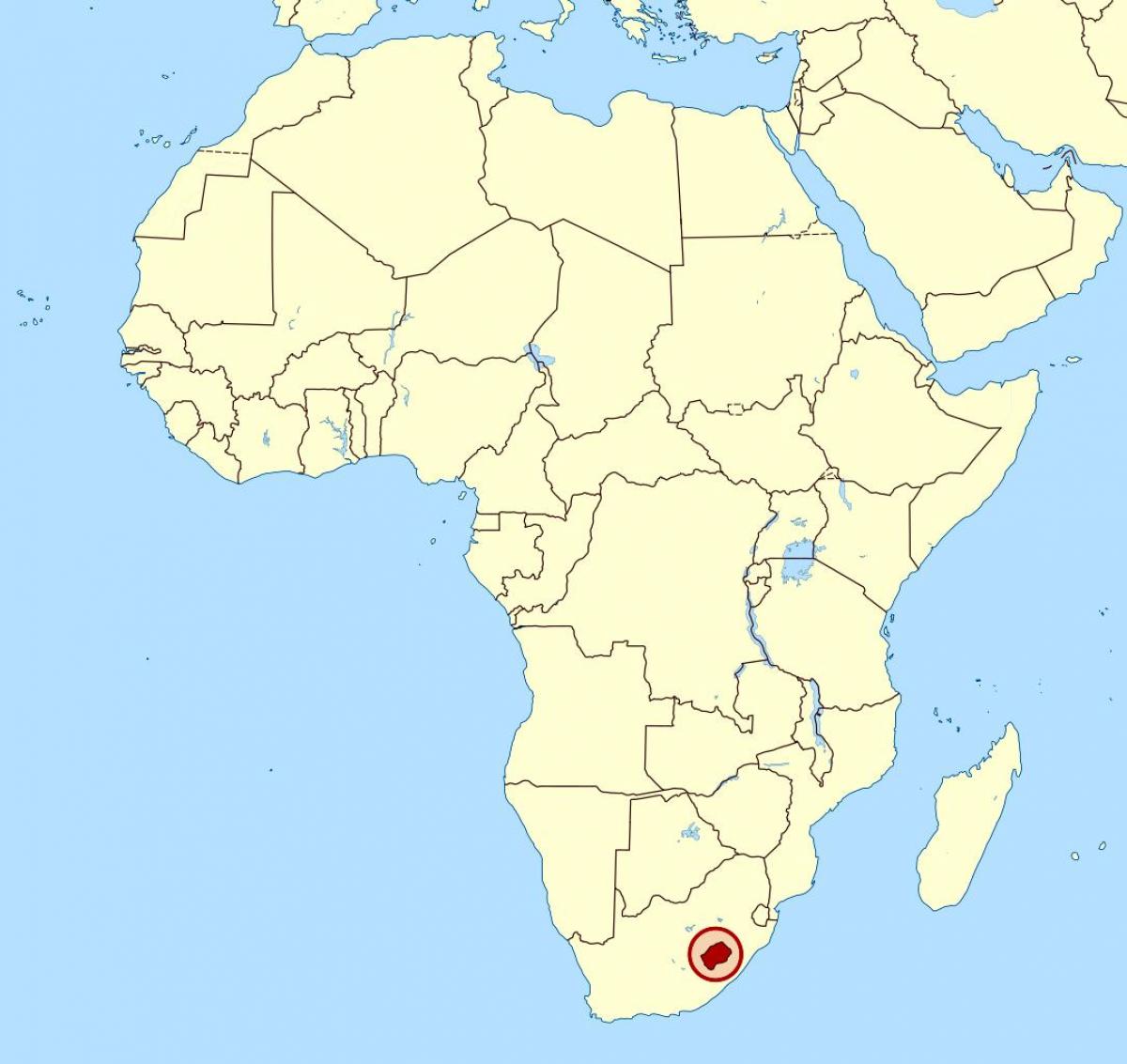 Լեսոտո Աֆրիկայում քարտեզի վրա